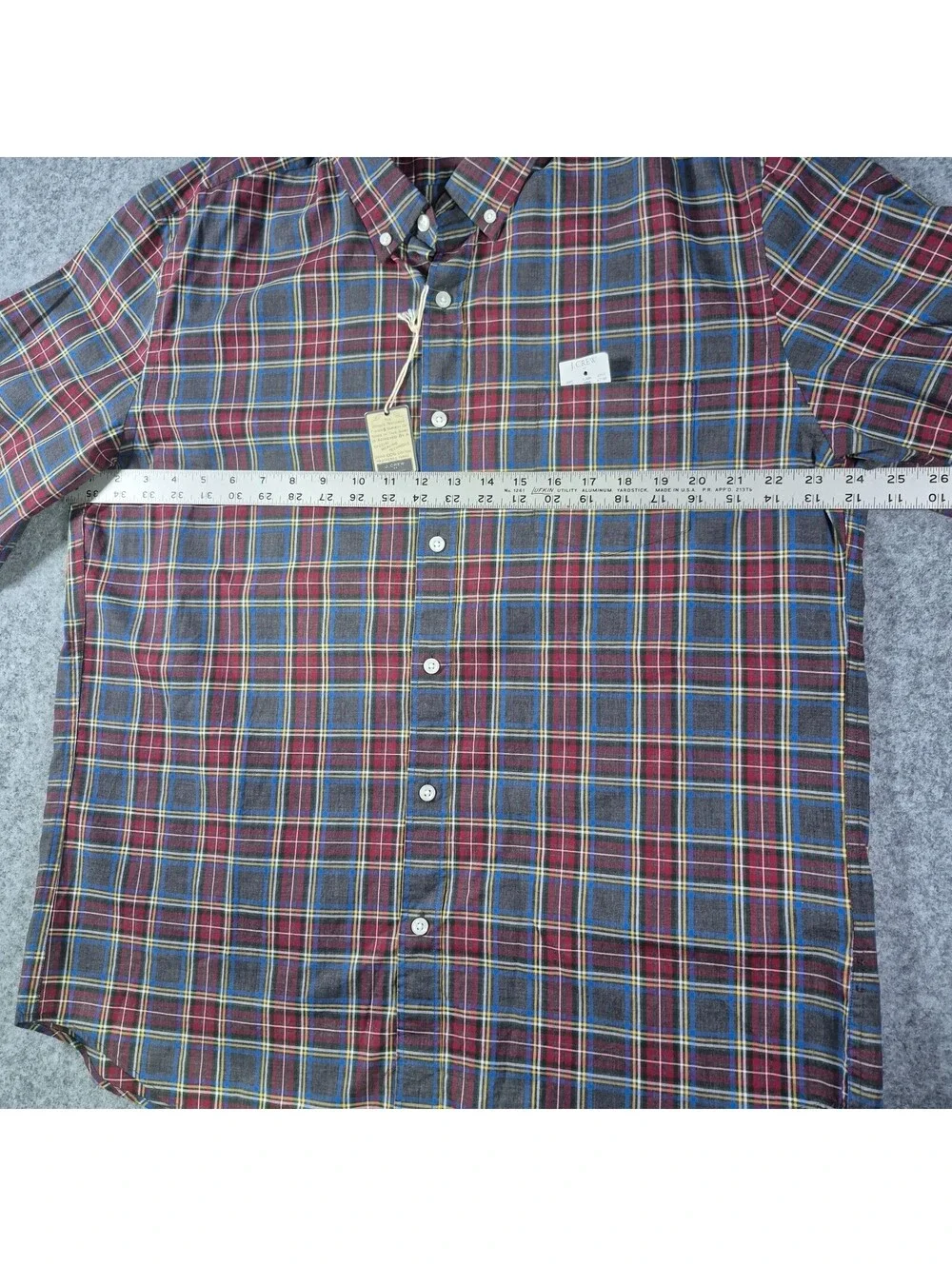 NWT J. Crew Heathered Cotton Long Sleeve Shirt Sz XL Plaid Button Collar